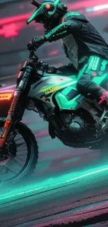 Futuristic neon motorcycle in cyberpunk style.