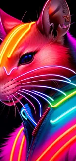 Vibrant neon mouse art wallpaper with glowing colors.