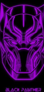 Neon purple panther design on a black background.