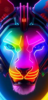 Futuristic neon panther with glowing colors in a digital design.