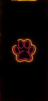 Neon paw print wallpaper with vibrant colors.