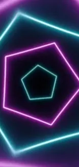 Neon lines forming a pentagon pattern in vibrant colors