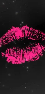 Vibrant pink lips on black background wallpaper.