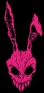 Neon pink skull bunny on black background wallpaper.