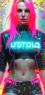 Neon punk style mobile wallpaper with vibrant and colorful design.