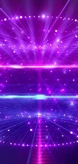 Neon purple light wallpaper with cosmic reflections and geometric patterns.