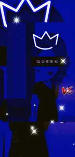 Neon Queen gaming wallpaper with vibrant blue hues and glowing accents.