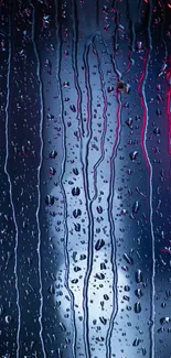 Blue and red neon raindrop wallpaper with abstract patterns.