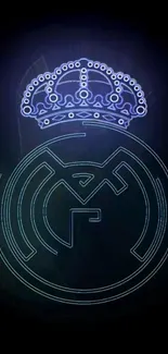 Neon-themed Real Madrid logo on a dark background.