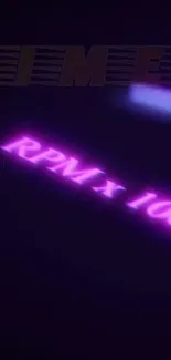 Purple neon RPM display wallpaper with futuristic glow.