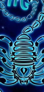 Neon Scorpio zodiac wallpaper with glowing scorpion.