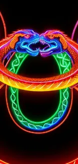 Vibrant neon serpent infinity design wallpaper.