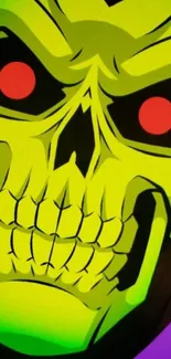 Neon skull art with lime green tones.