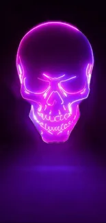 Neon pink and purple glowing skull wallpaper