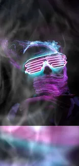 Neon smoke art with abstract colors and futuristic design.