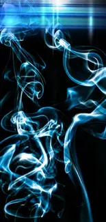 Blue neon smoke with light streaks on a dark background.