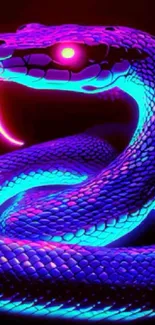 Neon snake with vibrant glowing colors in an artistic mobile wallpaper.