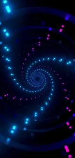 Neon spiral abstract design in vibrant colors.