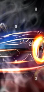 Vibrant neon sports car racing wallpaper.