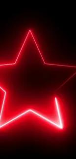 Neon red star mobile wallpaper with glowing lines.