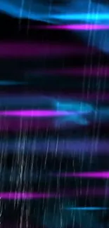 Neon blue and magenta streaks with rain effect wallpaper.