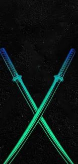 Neon crossed katanas wallpaper on a dark background.