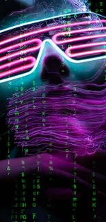 Futuristic neon wallpaper with digital elements and glowing magenta lights.