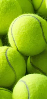 Close-up of vibrant neon yellow tennis balls.