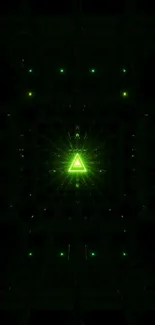 Futuristic neon triangle in space theme digital wallpaper.