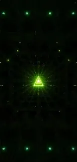 Green neon triangle digital wallpaper design.