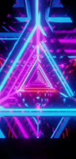 Neon triangle with vibrant colors and futuristic geometric design.