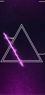 Neon triangle with purple galaxy background.