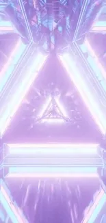 Futuristic neon triangle wallpaper in purple and blue hues.