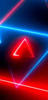 Neon red and blue triangle light wallpaper
