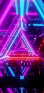 Vibrant neon triangle design wallpaper.