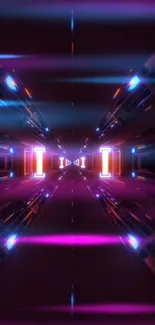 Abstract neon tunnel wallpaper with vibrant colors featuring futuristic design.