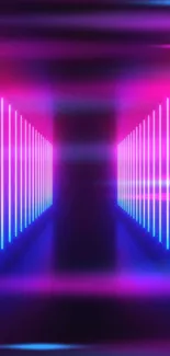 Neon tunnel with pink and blue lights wallpaper.