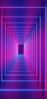 Neon tunnel with pink and blue light on a mobile wallpaper.