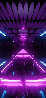 Futuristic neon tunnel wallpaper with vibrant pinks and blues.