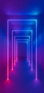 Colorful neon tunnel with vibrant lights.