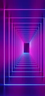 Vibrant neon tunnel wallpaper with purple, pink, and blue colors.