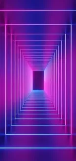 Purple and pink neon tunnel mobile wallpaper, futuristic and vibrant.