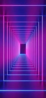 Neon tunnel wallpaper with vibrant blue and pink colors creating a futuristic design.