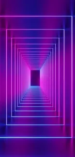 Futuristic neon tunnel with vibrant pink and blue lights.