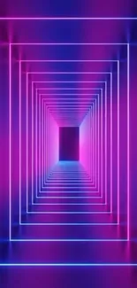 Neon tunnel with pink and blue hues, perfect for a phone wallpaper.