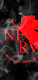 NERV red leaf logo on black background.