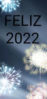 Festive 2022 New Year wallpaper with fireworks.