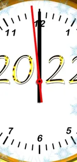 A New Year clock design with 2022 displayed elegantly in golden accents.
