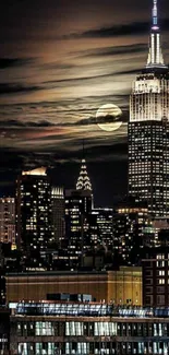 Beautiful night view of New York skyline with Empire State Building.