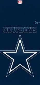 NFL Cowboys star logo wallpaper in navy blue background.